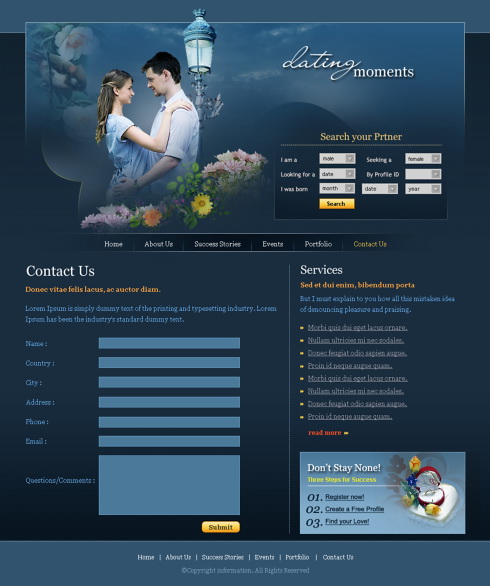 Dating Moments CSS Template - 5720 - Love & Dating - Website