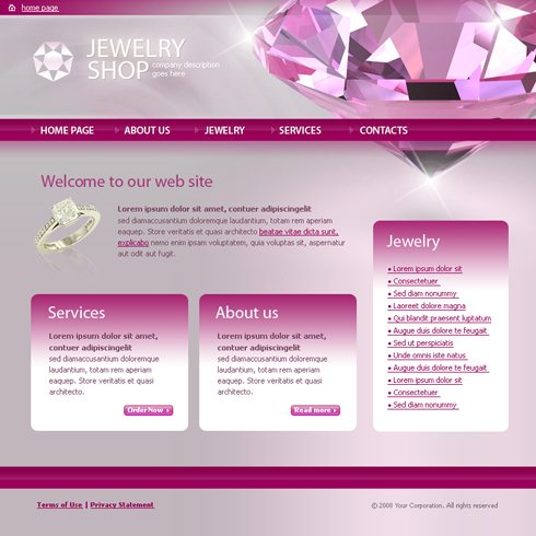 Jewelry HTML Template 3665 Jewelry Website Templates DreamTemplate