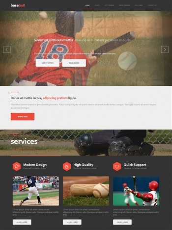 Baseball - Sports - Website Templates - DreamTemplate
